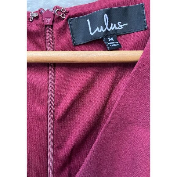 Lulus Hello World Wine Red Midi Dress, Size Medium - Picture 9 of 15